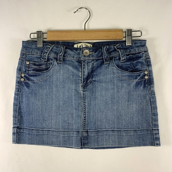 lei Dresses & Skirts - VTG 00s LEI Womens Y2K Low Rise Denim Micro Mini Skirt Sz 9 Festival